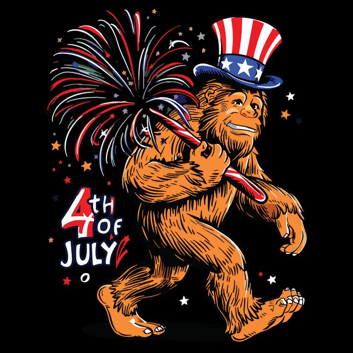 Bigfoot Sasquatch 4th Of July Fireworks Sustainable Knit Beanie