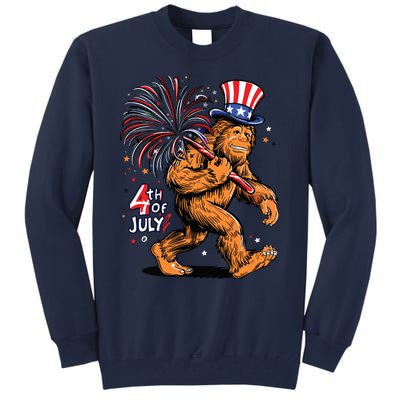 Bigfoot Sasquatch 4th Of July Fireworks Tall Sweatshirt