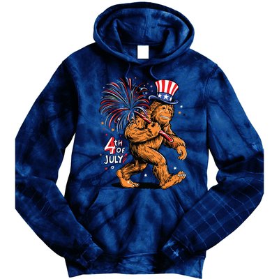 Bigfoot Sasquatch 4th Of July Fireworks Tie Dye Hoodie