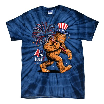 Bigfoot Sasquatch 4th Of July Fireworks Tie-Dye T-Shirt