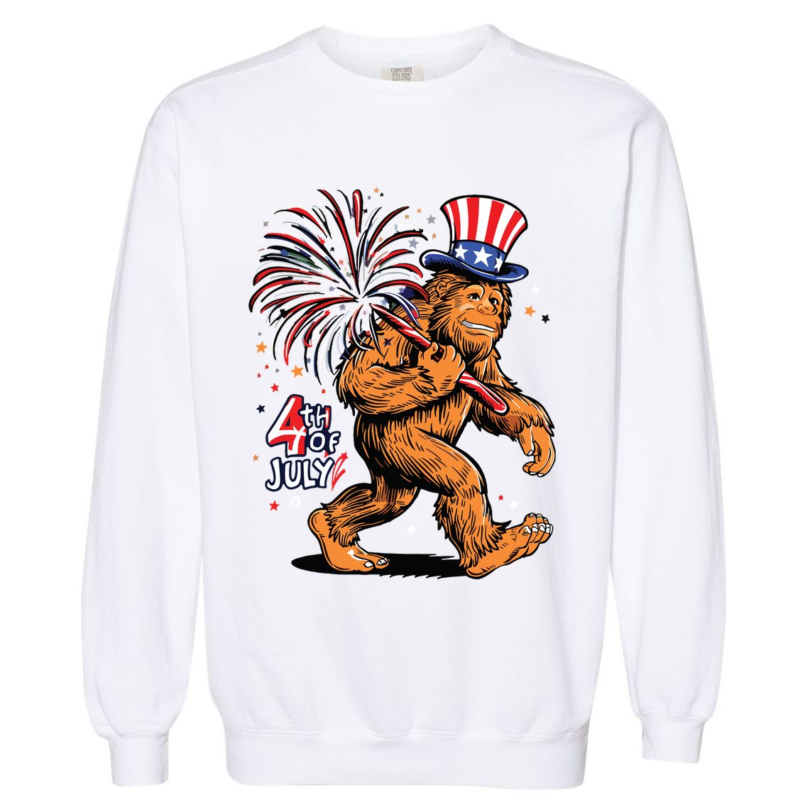 Bigfoot Sasquatch 4th Of July Fireworks Garment-Dyed Sweatshirt