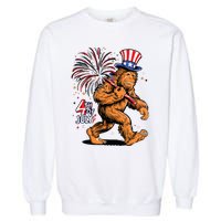 Bigfoot Sasquatch 4th Of July Fireworks Garment-Dyed Sweatshirt