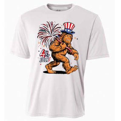 Bigfoot Sasquatch 4th Of July Fireworks Cooling Performance Crew T-Shirt