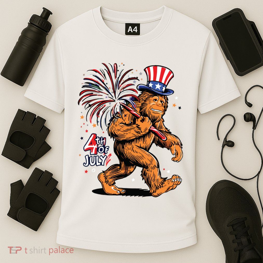 Bigfoot Sasquatch 4th Of July Fireworks Performance Shirt