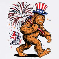 Bigfoot Sasquatch 4th Of July Fireworks Hoodie