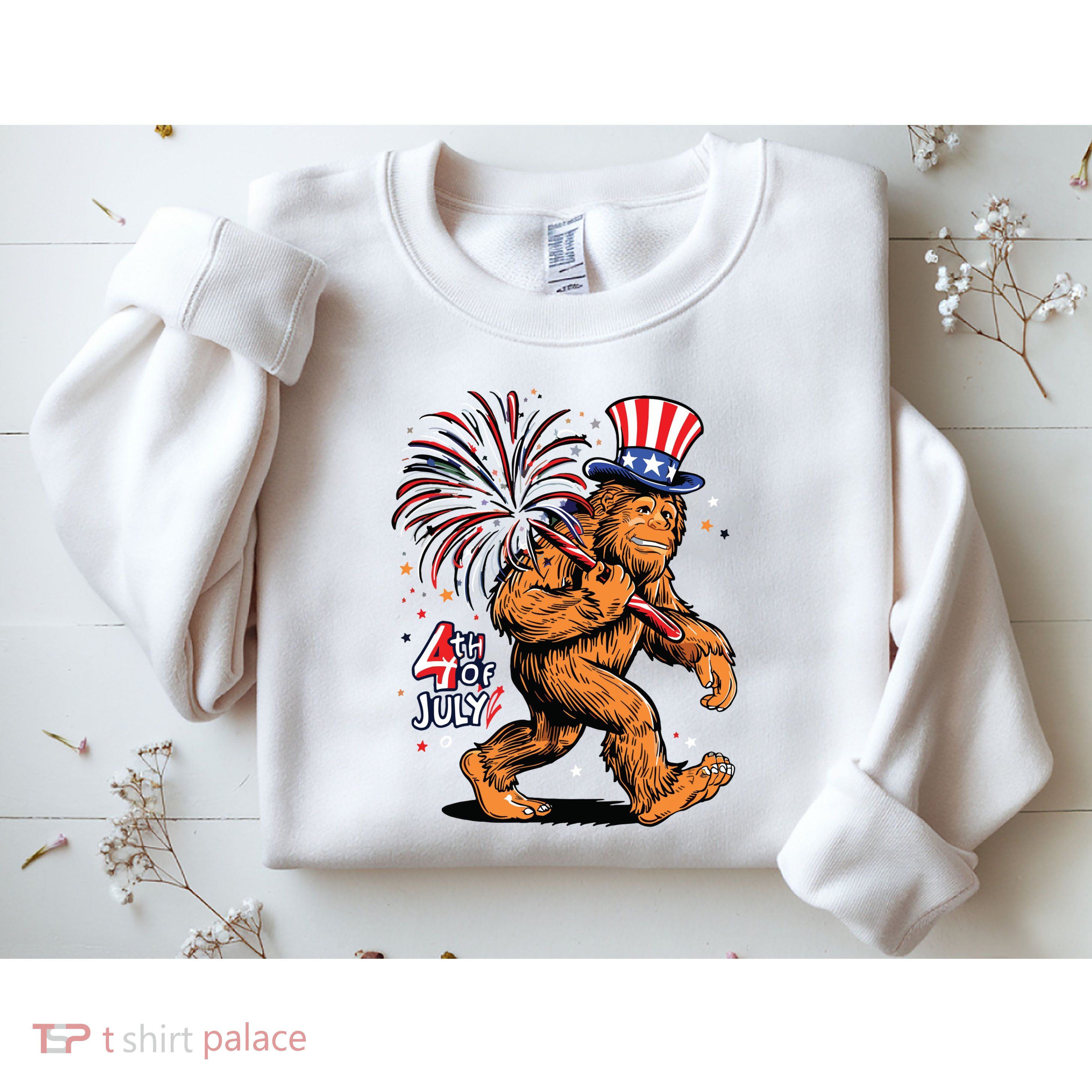 Bigfoot Sasquatch 4th Of July Fireworks Sweatshirt