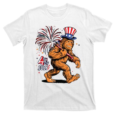 Bigfoot Sasquatch 4th Of July Fireworks T-Shirt