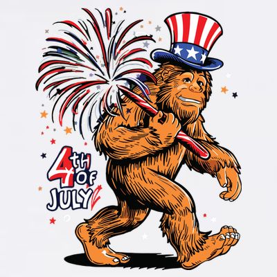 Bigfoot Sasquatch 4th Of July Fireworks T-Shirt