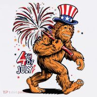 Bigfoot Sasquatch 4th Of July Fireworks Tall T-Shirt