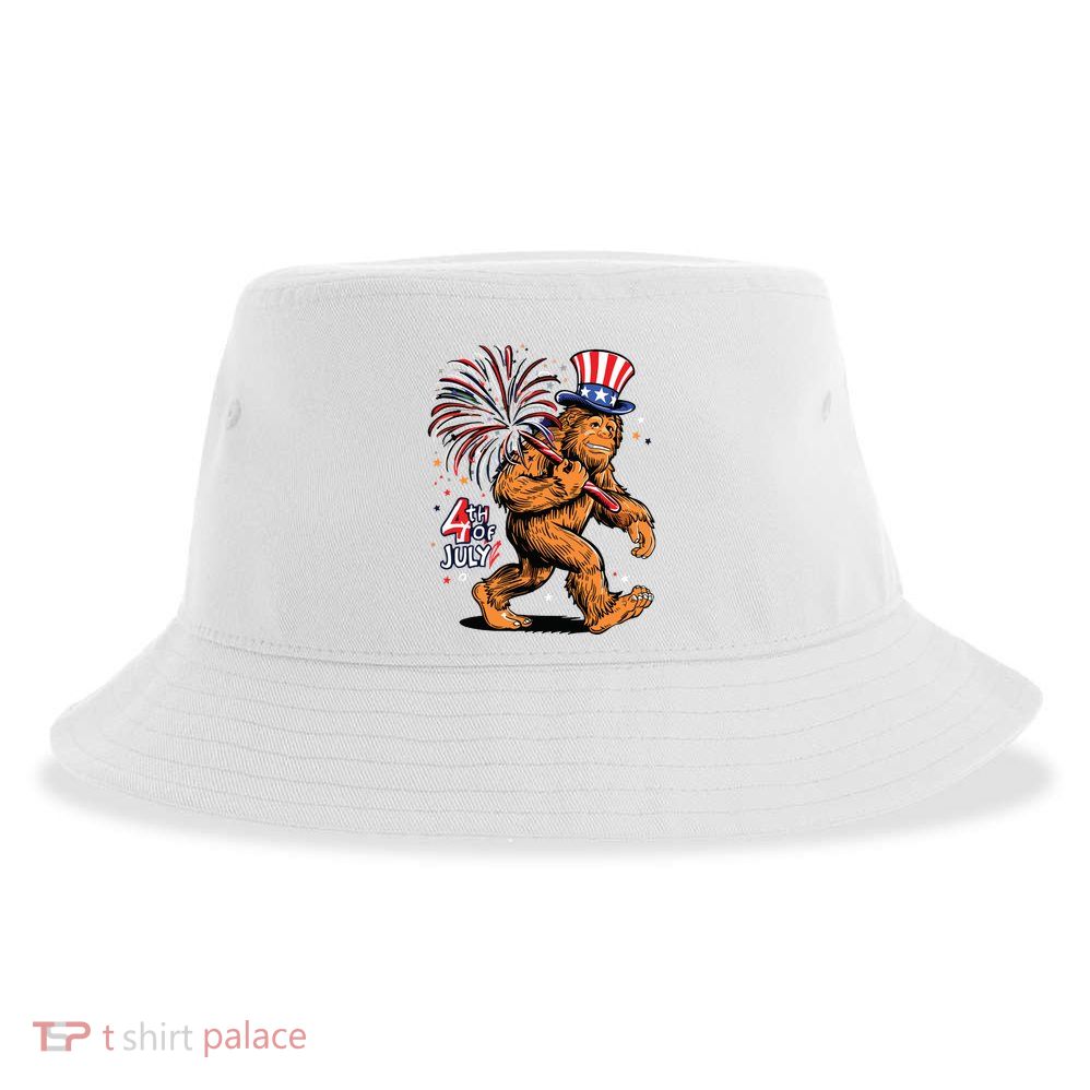 Bigfoot Sasquatch 4th Of July Fireworks Sustainable Bucket Hat