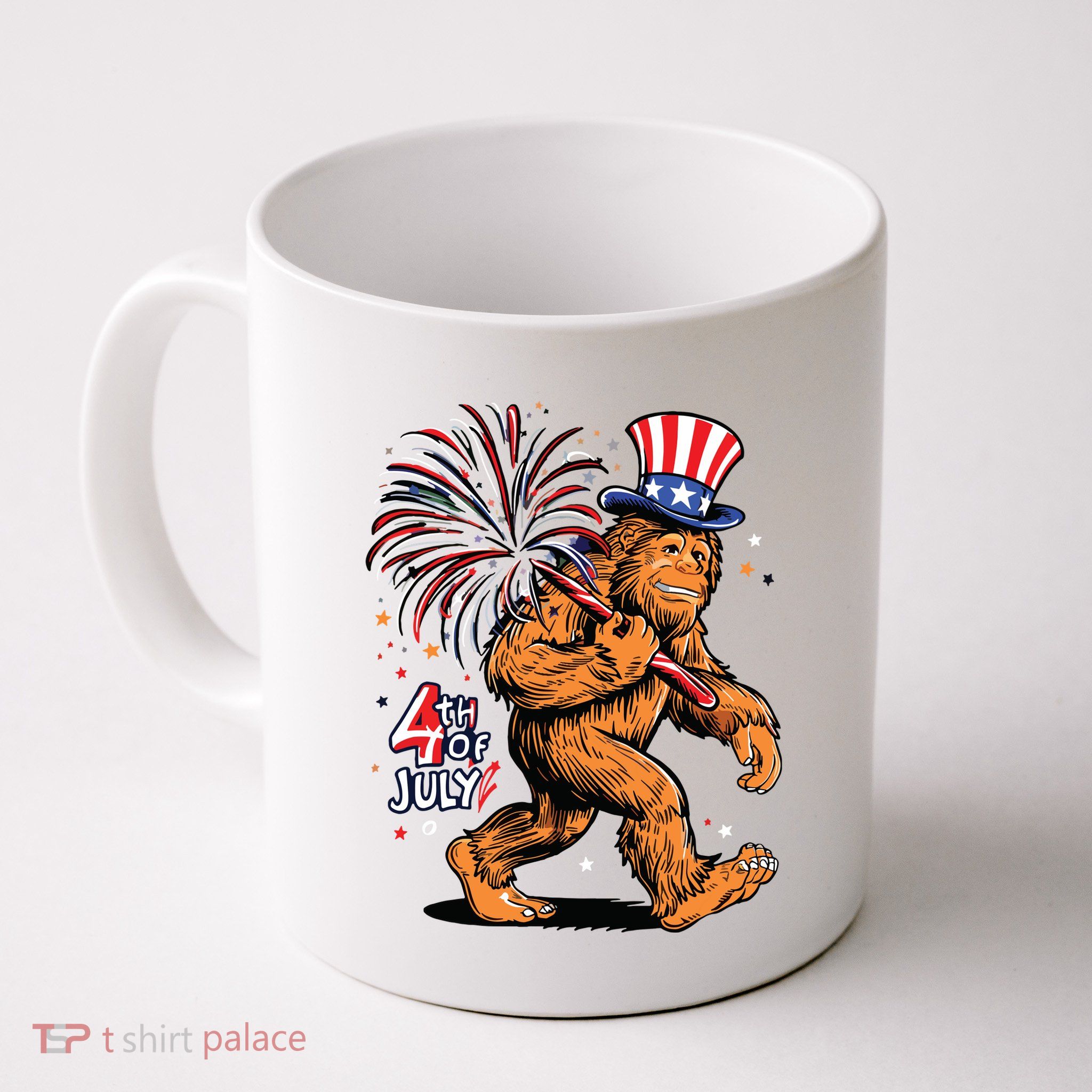 Bigfoot Sasquatch 4th Of July Fireworks Mug