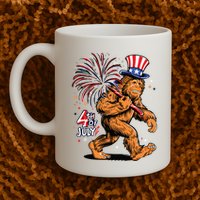 Bigfoot Sasquatch 4th Of July Fireworks Mug