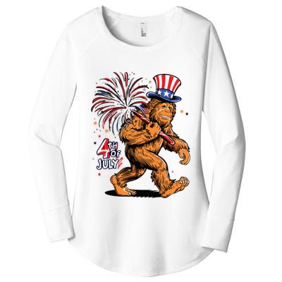 Bigfoot Sasquatch 4th Of July Fireworks Women's Perfect Tri Tunic Long Sleeve Shirt