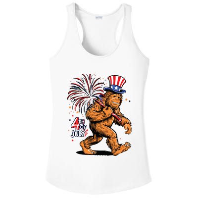 Bigfoot Sasquatch 4th Of July Fireworks Ladies PosiCharge Competitor Racerback Tank