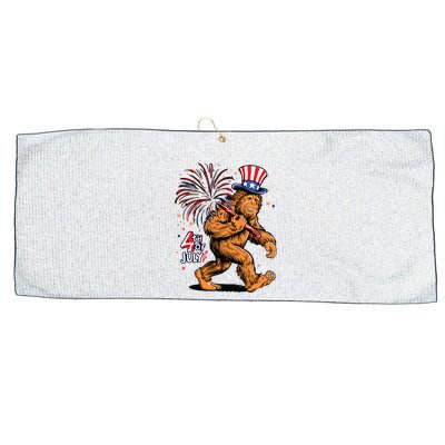 Bigfoot Sasquatch 4th Of July Fireworks Large Microfiber Waffle Golf Towel