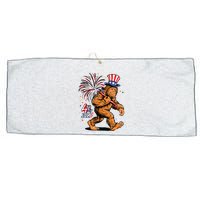 Bigfoot Sasquatch 4th Of July Fireworks Large Microfiber Waffle Golf Towel