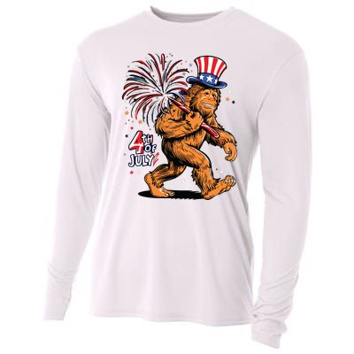 Bigfoot Sasquatch 4th Of July Fireworks Cooling Performance Long Sleeve Crew