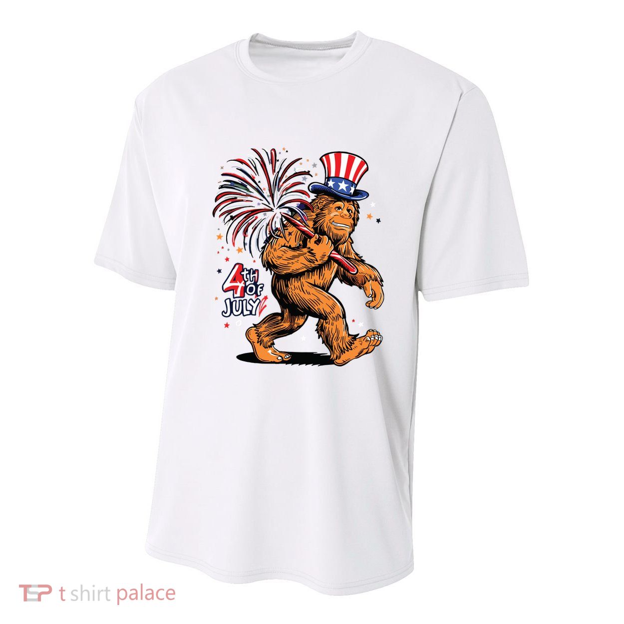 Bigfoot Sasquatch 4th Of July Fireworks Youth Performance Sprint T-Shirt