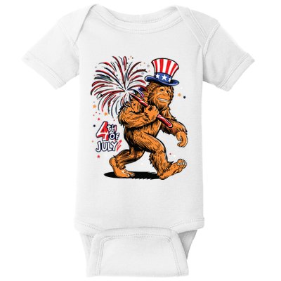 Bigfoot Sasquatch 4th Of July Fireworks Baby Bodysuit