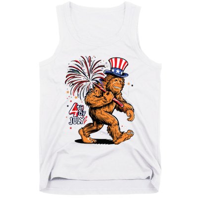 Bigfoot Sasquatch 4th Of July Fireworks Tank Top