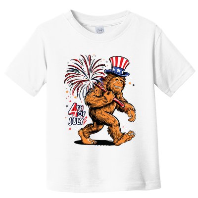 Bigfoot Sasquatch 4th Of July Fireworks Toddler T-Shirt