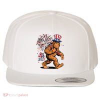 Bigfoot Sasquatch 4th Of July Fireworks Wool Snapback Cap