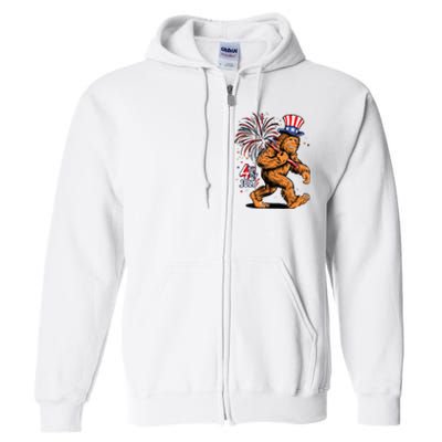 Bigfoot Sasquatch 4th Of July Fireworks Full Zip Hoodie