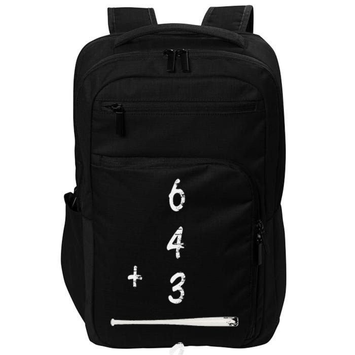 Baseball Saying 6+4+3=2 Double Play Baseball Player Impact Tech Backpack