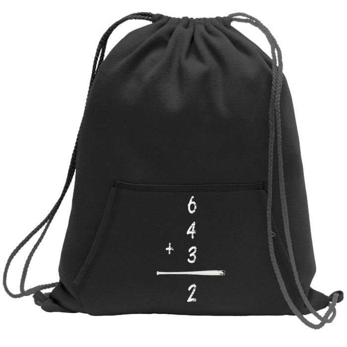 Baseball Saying 6+4+3=2 Double Play Baseball Player Sweatshirt Cinch Pack Bag