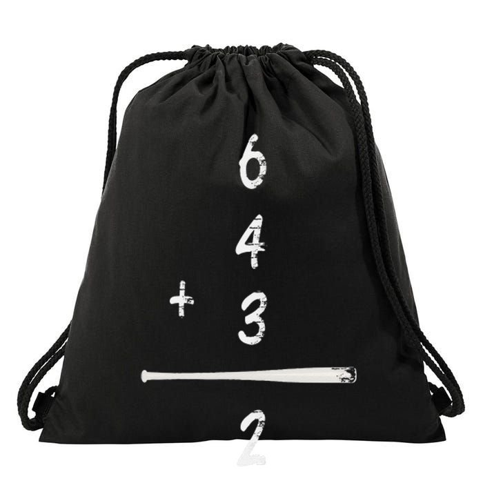 Baseball Saying 6+4+3=2 Double Play Baseball Player Drawstring Bag