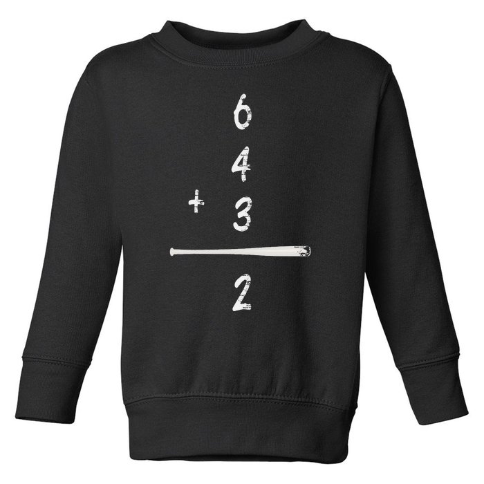 Baseball Saying 6+4+3=2 Double Play Baseball Player Toddler Sweatshirt