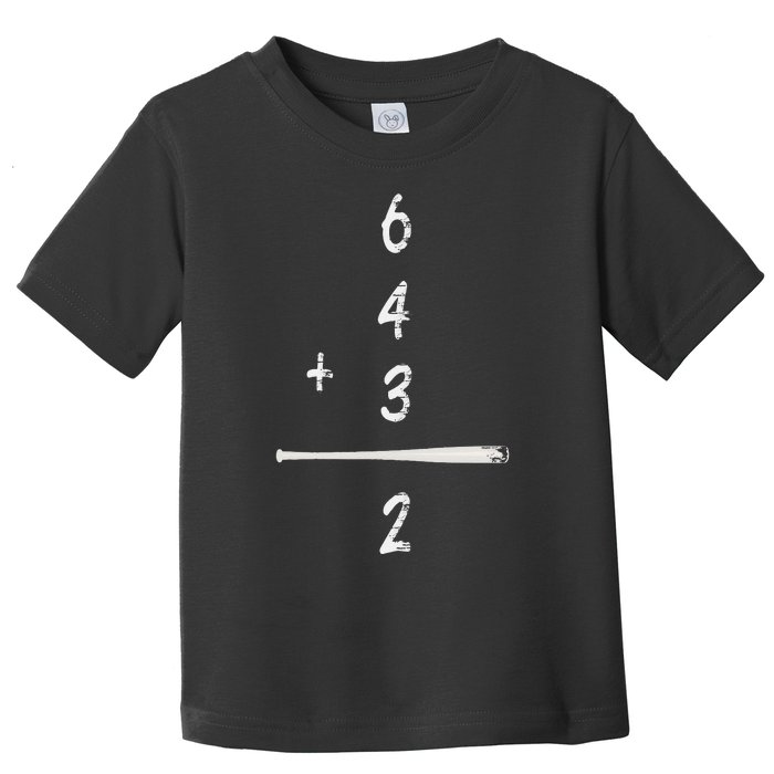 Baseball Saying 6+4+3=2 Double Play Baseball Player Toddler T-Shirt