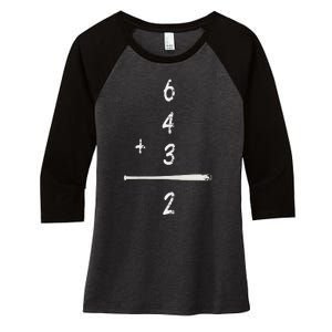 Baseball Saying 6+4+3=2 Double Play Baseball Player Women's Tri-Blend 3/4-Sleeve Raglan Shirt