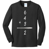 Baseball Saying 6+4+3=2 Double Play Baseball Player Kids Long Sleeve Shirt