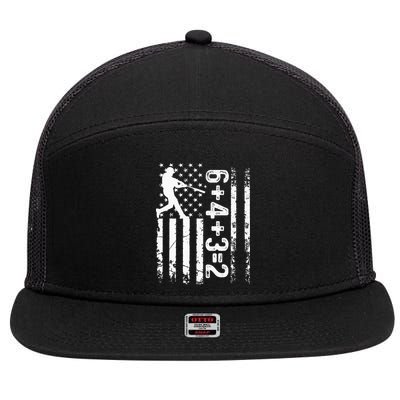 Baseball Saying 6+4+3=2 Double Play Baseball Player 7 Panel Mesh Trucker Snapback Hat