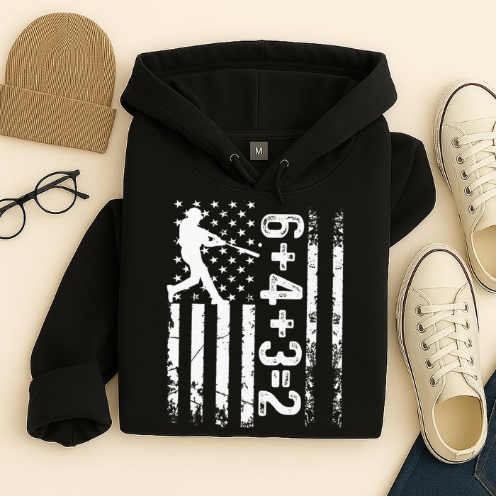 Baseball Saying 6+4+3=2 Double Play Baseball Player Hoodie