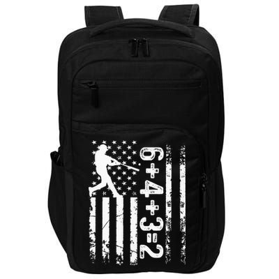Baseball Saying 6+4+3=2 Double Play Baseball Player Impact Tech Backpack