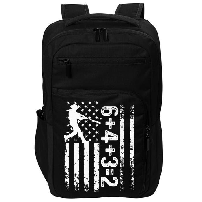 Baseball Saying 6+4+3=2 Double Play Baseball Player Impact Tech Backpack