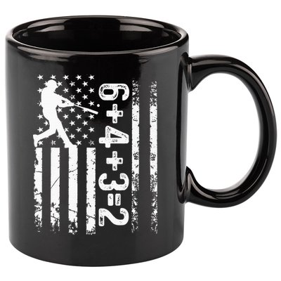 Baseball Saying 6+4+3=2 Double Play Baseball Player 11oz C Handle Ceramic Mug