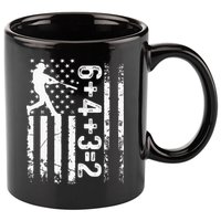 Baseball Saying 6+4+3=2 Double Play Baseball Player 11oz C Handle Ceramic Mug