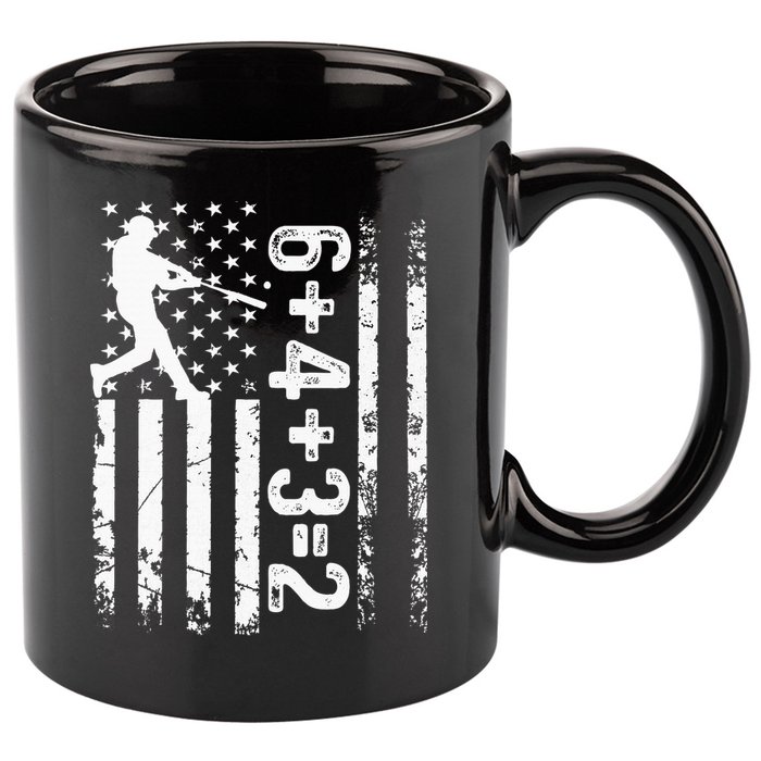 Baseball Saying 6+4+3=2 Double Play Baseball Player 11oz C Handle Ceramic Mug