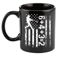Baseball Saying 6+4+3=2 Double Play Baseball Player 11oz C Handle Ceramic Mug