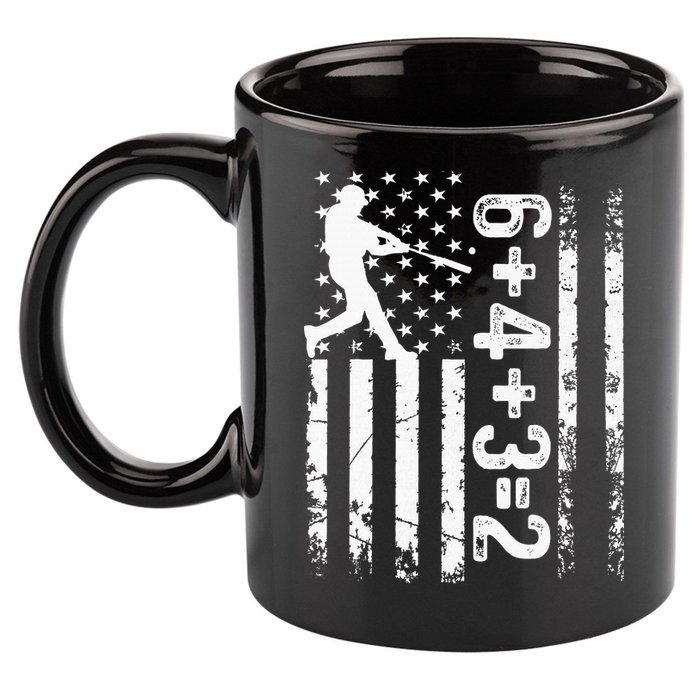Baseball Saying 6+4+3=2 Double Play Baseball Player 11oz C Handle Ceramic Mug
