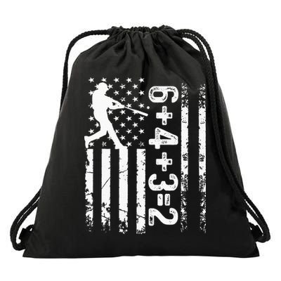 Baseball Saying 6+4+3=2 Double Play Baseball Player Drawstring Bag