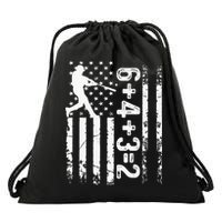 Baseball Saying 6+4+3=2 Double Play Baseball Player Drawstring Bag
