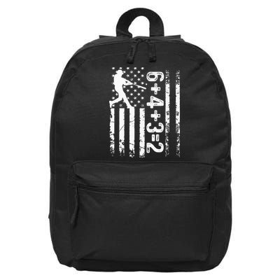 Baseball Saying 6+4+3=2 Double Play Baseball Player 16 in Basic Backpack