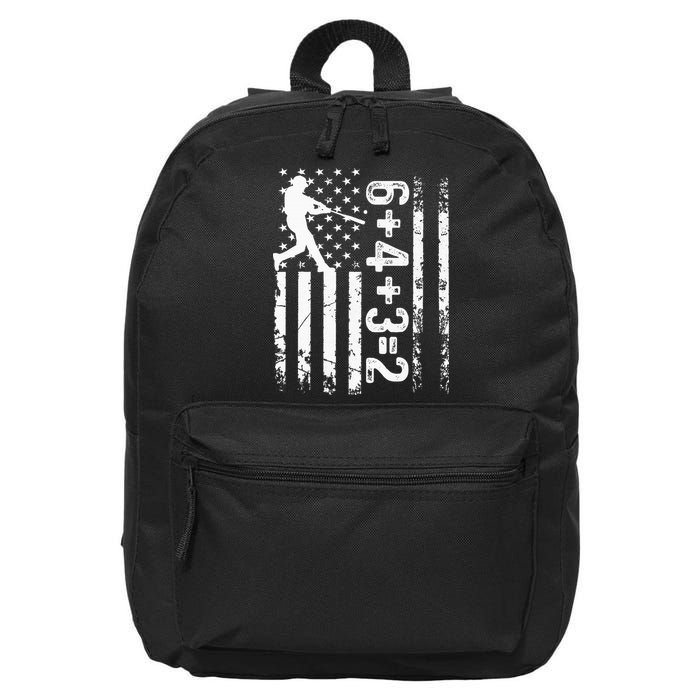 Baseball Saying 6+4+3=2 Double Play Baseball Player 16 in Basic Backpack
