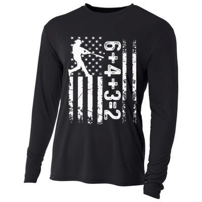Baseball Saying 6+4+3=2 Double Play Baseball Player Cooling Performance Long Sleeve Crew