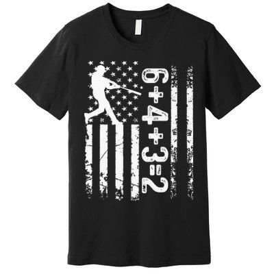 Baseball Saying 6+4+3=2 Double Play Baseball Player Premium T-Shirt