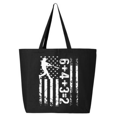 Baseball Saying 6+4+3=2 Double Play Baseball Player 25L Jumbo Tote